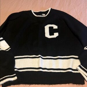 H&M Black and White Sweater with Letter C